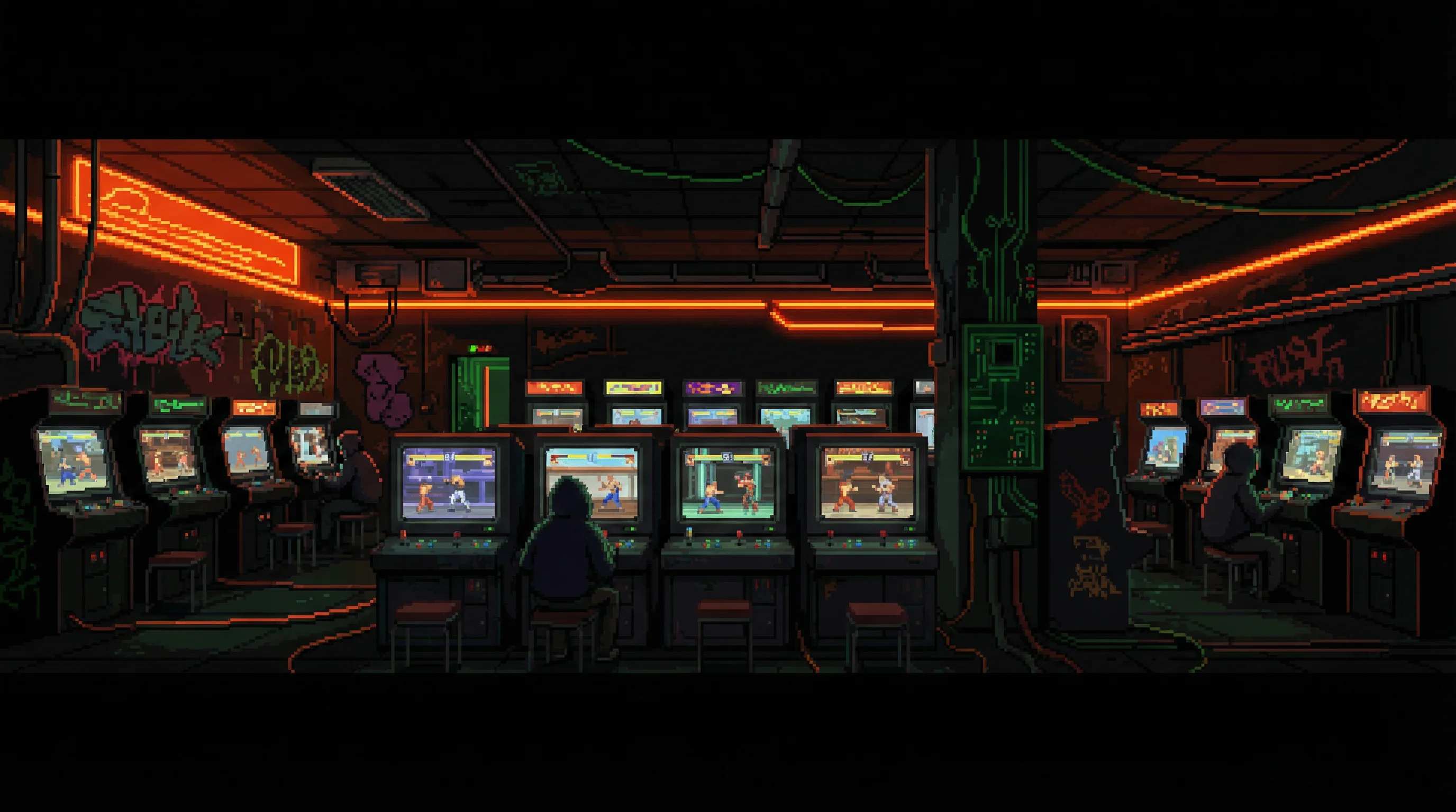 像素艺术作品：赛博街机场景 - 888集团 社区创作
